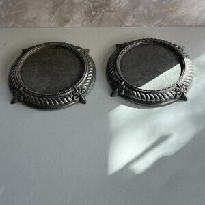 Carson Statesmetal Pewter Large Pillar Candle Plates 8" Set of 2